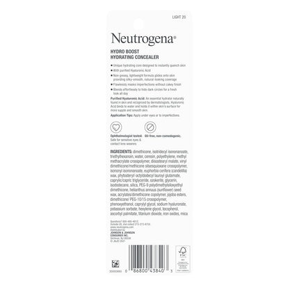 Neutrogena Hydro Boost Hydrating Concealer, 20 Light 0.12 Oz