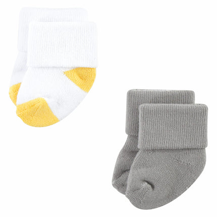 Luvable Friends Unisex Baby Newborn and Baby Terry Socks, Bulldozer, 6-12 Months