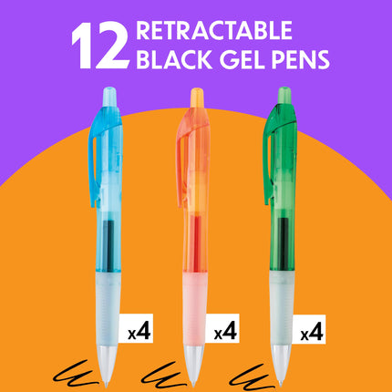 Bolígrafos retráctiles de gel Bic Intensity Clic, 0.7 mm, negro, 12 bolígrafos