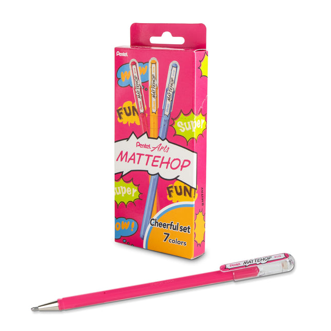Pentel Mattehop Gel Pens, Cheerful Colors Box Set,