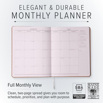 Gallery Leather Large Monthly Planner 2026-2027 Acadia Black