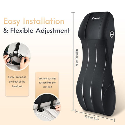 FLORICH Lumbar Support with Car Headrest Pillow 2-in-1 Memory Foam Car Seat Headrest & Lumbar Cushion Ergonomic Back Support Pillow Seat Cushion for Car Seat Driving Neck Back Pain Relief, Black