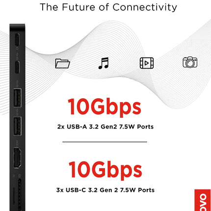 Base de conexión de viaje delgada USB-C de Lenovo, 8 puertos, hasta 65W PD Pass Through, cable USB-C integrado, soporte de pantalla 4K, color negro