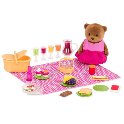 Li'l Woodzeez Picnic Playset, 29 Pieces with Bear,