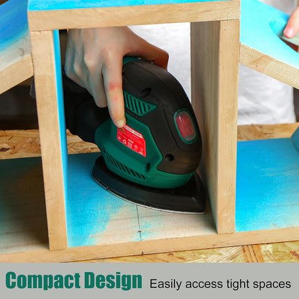 Detail Sander, HYCHIKA 200W 14000OPM Detail Sander with Efficient Dust Collection System, 12PCS Sandpapers, Hand Sanders for Woodworking Tight Space Sanding Home Decoration DIY Tools