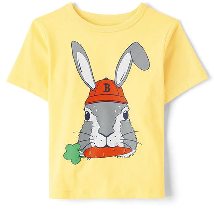 The Children's Place Camisetas gráficas de manga corta para bebés y niños pequeños para todas las fiestas, cumpleaños, conejo zanahoria, 4T