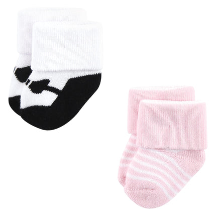 Luvable Friends Women's, Pink Black Ballet 12-Pack, Unisex Newborn and Baby Terry Socks, 0-6 Months, XX-Large (Pack of 12)