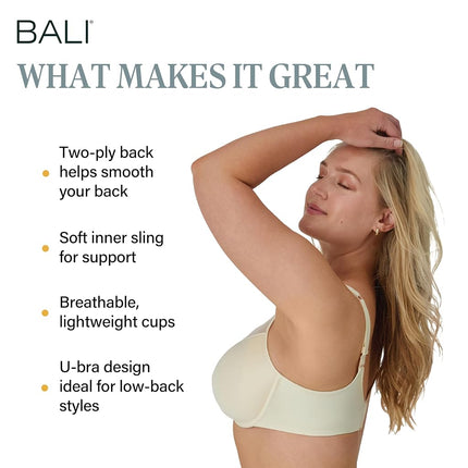 Bali Women's One Smooth U Ultra Illusion Neckline Underwire Bra, Light Beige, 38D