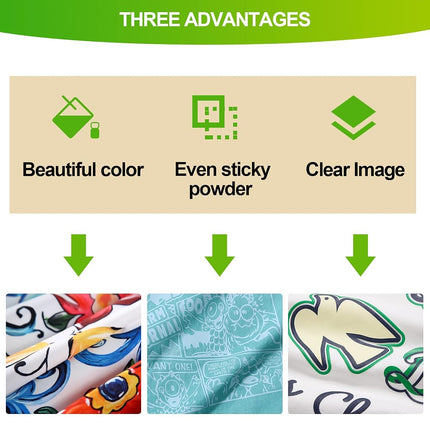 CenDale DTF Transfer Kit - A4 DTF Film & Powder, 30 Sheets, 14oz White Medium Powder, Direct-to-Film Transfer for Any Fabric