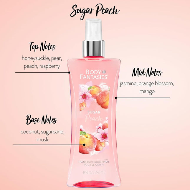 Sugar Peach by Body Fantasies for Women - 8 oz Body Spray