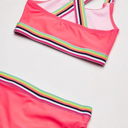 Kanu Surf Maillot de bain bikini de sport athlétique Tanya UPF 50+ pour filles, Bobby Rose vif, 8