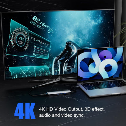 SUTOUG Computer Dock, Estación de Acoplamiento, Hub USB C 6 en 1 con Salida HDMI 4K, Lector de Tarjetas SDTF, USB 3.0 de hasta 5 Gbps, Compatible con Portátiles y Otros Dispositivos Tipo C