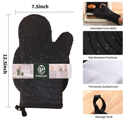 4 Piece Silicone Oven Mitts and Pot Holders, Heat Resistant up to 500F, Non-Slip Texture, Transparent Silicone, Essential for Cooking and Baking (makal-HEI)