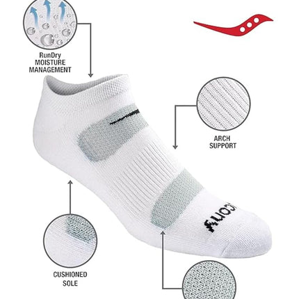 Saucony Men's Rundry Mesh Socks, Ventilated, Comfortable Fit, Available in M-XXL (6, 12, 18 Pairs) Socks (Pack of 6), White (12 Pairs), XL