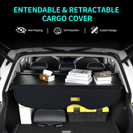 Cargo Cover for Jeep Grand Cherokee Accessories 2011-2021, Retractable Trunk Cover Luggage Security Shade Anti-Peeping Privacy Screen with Carbon Fiber Texture, Car Accessories for Jeep Grand Cherokee