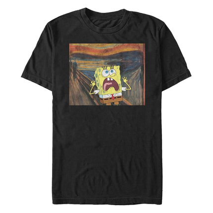 Nickelodeon Big & Tall Spongebob Squarepants Sponge Scream Men's Tops Short Sleeve Tee Shirt, Black, Large