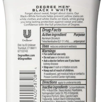 Degree Deodorant 2.7 Ounce Mens Ultra Clear Black & White (79ml) (6 Pack)