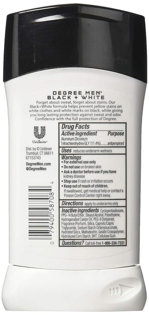 Degree Deodorant 2.7 Ounce Mens Ultra Clear Black & White (79ml) (6 Pack)
