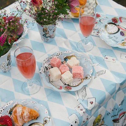 Talking Tables 12 x Blue Alice in Wonderland Small Plates Scalloped Edge Mad Hatter Tea Paper Plates Party Tableware Afternoon Tea Mother's Day Baby Shower Weddings 17cm
