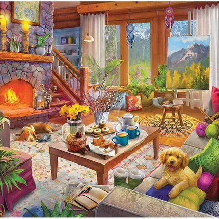 Ravensburger Cosy Cabin – 1000 Piece Jigsaw Puzzle for Adults and Ages 12 Years and Up - Scenic Winter Cabin Design