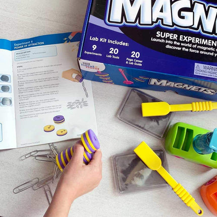 hand2mind Magnets! Super Science Kit for Kids (Ages 8+) - Build 9 STEM Experiments & Activity Set | Make Magnets Float, Move a Train, and Build a Compass | Educational Toys | STEM Authenticated
