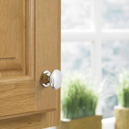 Amerock | Cabinet Knob | Polished Chrome | 1-1/4 inch (32 mm) Diameter | Ravino | 1 Pack | Drawer Knob | Cabinet Hardware