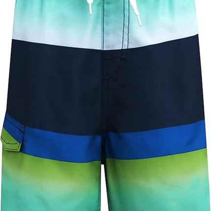 Kanu Surf Boys' Echo Quick Dry UPF 50+ Beach Swim Trunk, Waterfront Navy/Green, 14-16