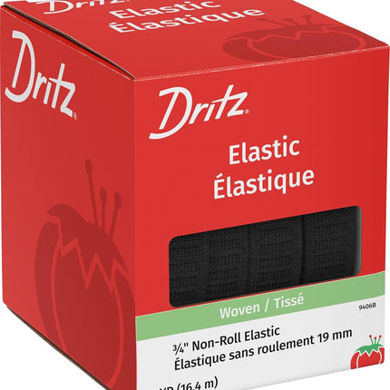 Dritz Non-Roll Elastic 3/4 x 18yd-Black, 3/4-Inch 