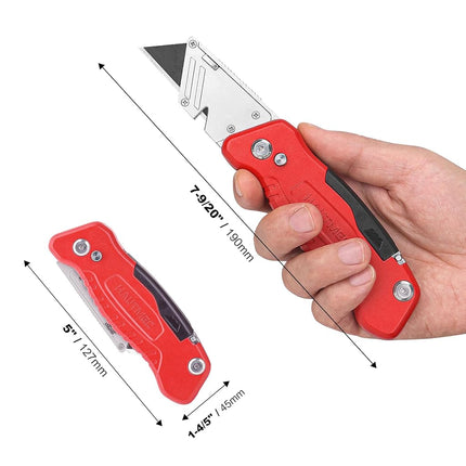 HAUTMEC Folding Utility Knife with Stronger Metal Body Sharper SK4 Black Blades and 2 Extra Blades and Screwdrivers HT0294