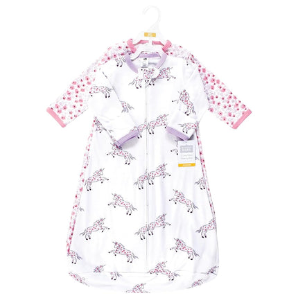 Hudson Baby Sac de couchage portable en coton à manches longues, couverture, licorne florale, manches longues, 18-24 mois