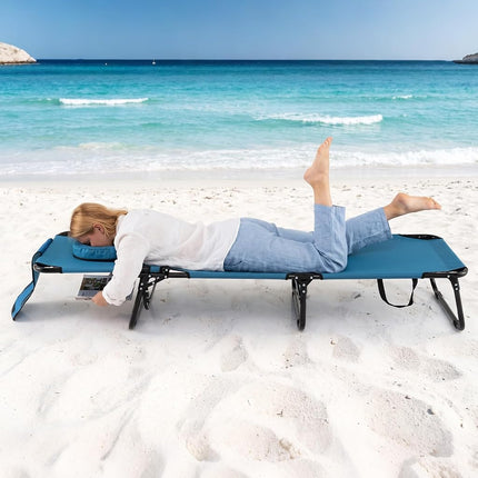 GYMAX Tanning Chair, 330lbs Beach Lounge Chair with Face Hole