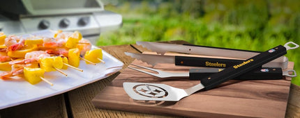 YouTheFan NFL Pittsburgh Steelers Spirit Series 3-Piece BBQ Set, Stainless Steel, 22" x 9"