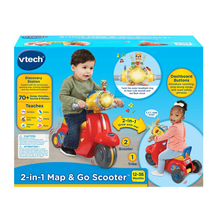 VTech 2-in-1 Map and Go Scooter for Toddlers, Red