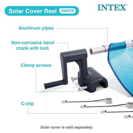 Intex 28051 Solar Cover Roller for Swimming Pools 274-488 cm Aluminium and PVC Grey