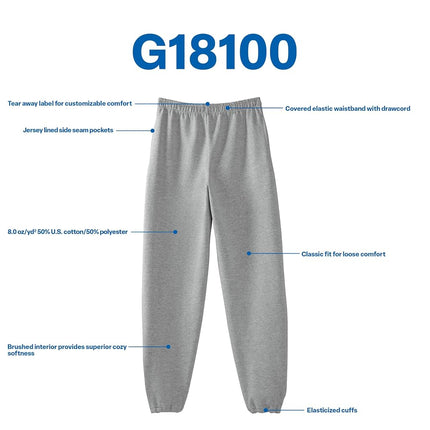 Gildan Adult Fleece Elastic Bottom Sweatpants with Pockets, Style G18100, Dark Heather, Large