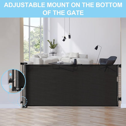 WOMHOM 120 Inch Extra Wide Baby Gate for Large Opening Retractable Gates Doorway Long Dog The House Outdoor Adjustable Pet Dogs Indoor Mesh Child (Black), 35'' Tall x 120'' (WJTD-606)