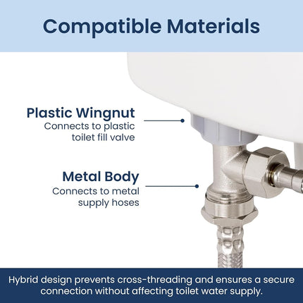 LUXE Bidet T-adaptateur hybride métal et plastique 7/8" x 7/8" x 1/2" pour bidet à eau froide, compatible uniquement avec les fixations de bidet de la série NEO