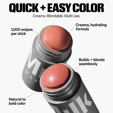 Milk Makeup Lip + Cheek Stick – Multi-Use Cream Blush + Lip Color with Mango Butter, Avocado Oil + Apricot Oil – Hydrating, Buildable, Long-Lasting, Vegan Formula – Rally, 0.21 oz