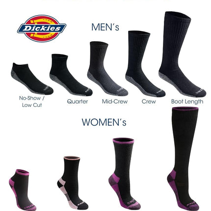 Dickies Men's Dri-Tech Moisture Control Crew Socks, Available in M-XXL (6, 12, 18 Pairs), Comfort Wide-top Black (6 Pairs), L