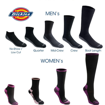 Dickies Men's Dri-Tech Moisture Control Crew Socks, Available in M-XXL (6, 12, 18 Pairs), Comfort Wide-top Black (6 Pairs), L