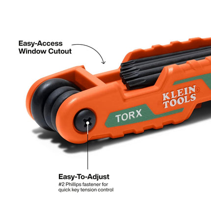 KLEIN TOOLS Cmpct Folding Hex Key Set 8-Key Torx Sizes