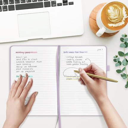 &And Per Se Lined Notebooks 3-Pack Gift Set, A5 Hardcover Journals, 160 Pages 100gsm Thick Paper, 3 Assorted Colors (Cyan, Purple & Light Green)