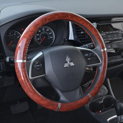 BDK SW-238-WD Woodgrain Dark Wood Car Steering Wheel Cover-Luxury Design, Full Wood Standard Size (14.5 to 15.5-Inch)