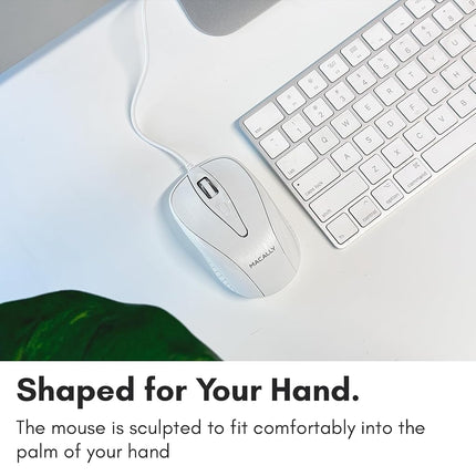 Macally USB Wired Mouse with 3 Button, Scroll Wheel, & 5 Foot Long Cord, USB Mouse for Laptop and Desktop, Computer Mouse Wired Compatible with Apple MacBook, iMac, Mac mini, Windows PC, & Chromebook