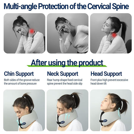 Season Guard Travel Head Support Neck Pillow, Cervical Spine Support Pillows for Flight Headrest Sleep, Cozy Soft Airplane Car Office Rest Adult Kids, A01 Wide Strape with Breathable Cover, Light Grey