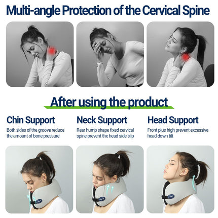 Season Guard Travel Head Support Neck Pillow, Cervical Spine Support Pillows for Flight Headrest Sleep, Cozy Soft Airplane Car Office Rest Adult Kids, A01 Wide Strape with Breathable Cover, Light Grey