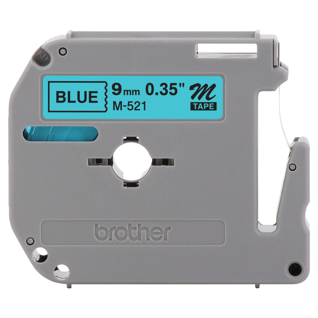 Brother 3/8 Inch x 26.2 Feet Black on Metallic Blu