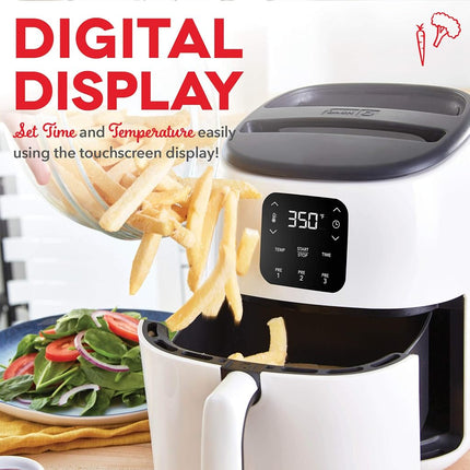 DASH Tasti-Crisp� Electric Air Fryer Oven, 2.6 Qt., White � Compact Air Fryer for Healthier Food in Minutes, Ideal for Small Spaces - Auto Shut Off, Digital, 1000-Watt