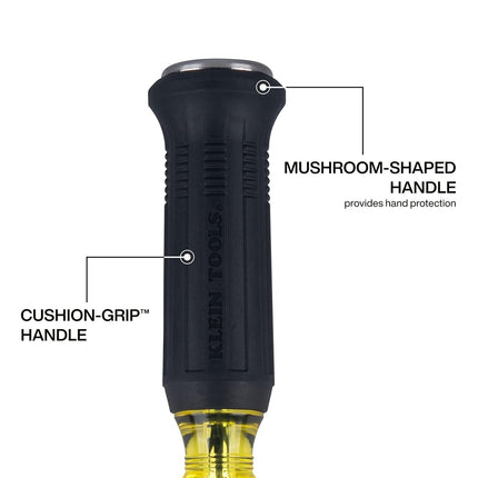 Klein Tools 60012DD 5/16-Inch Duct Slitter Demolition Driver, 6-Inch Blade, HVAC, Construction Demo Screwdriver, Cushion-Grip Handle, Oversized Strike Cap, Square Shank with Wrench Assist