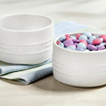 Le Creuset Juego de 2 ramequines redondos de gres con paredes rectas, 200 ml cada uno, color cereza